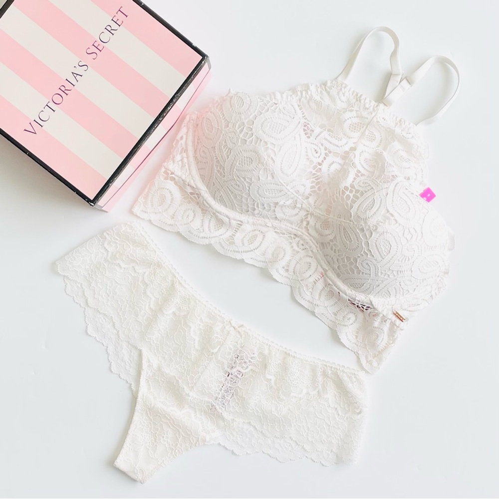 SMALL Victoria’s Secret PINK white bra set